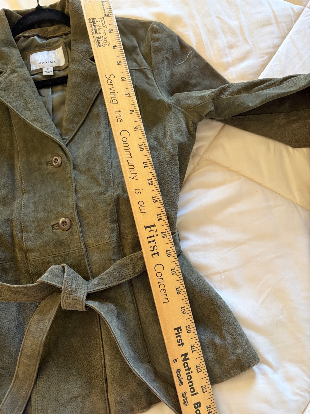 Vintage Wilson’s Leather Dark Olive Green Leather Suede Coat. NTN. Size S - Picture 10 of 12